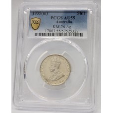 AUSTRALIA 1935 . ONE 1 SHILLING . PCGS AU55